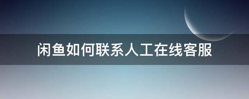 闲鱼如何联系人工在线客服 闲鱼怎么联系人工在线客服电话