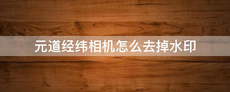 元道经纬相机怎么去掉水印 元道经纬相机如何去掉水印