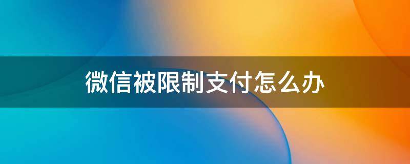 微信被限制支付怎么办 微信限制支付了怎么办