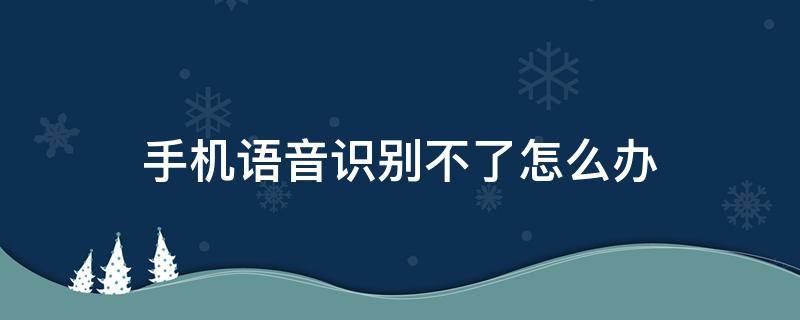 手机语音识别不了怎么办 为什么手机语音识别识别不出来