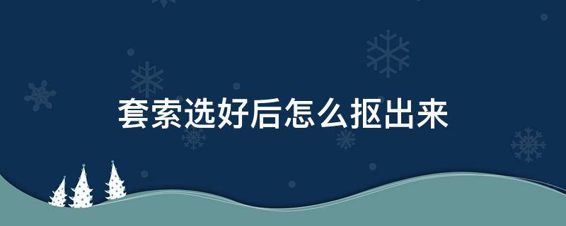 套索选好后怎么抠出来 磁性套索选好后怎么抠出来