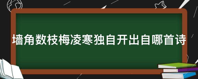 墙角数枝梅凌寒独自开出自哪首诗（墙角数枝梅凌寒独自开出自哪首诗作者是谁）