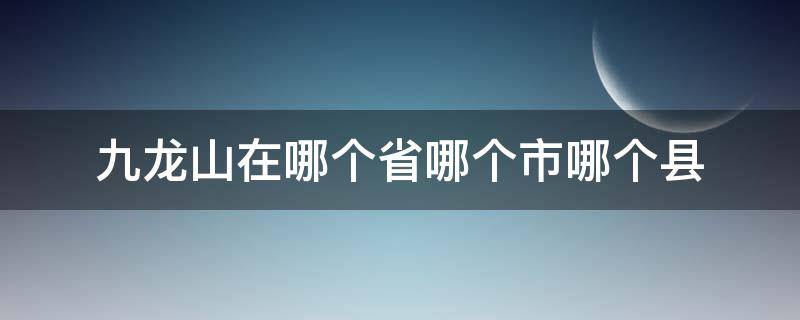 九龙山在哪个省哪个市哪个县（九龙山在哪个省份）