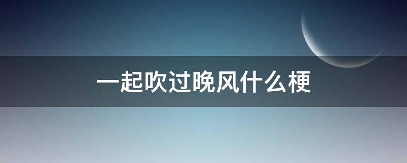 一起吹过晚风什么梗 和我一起吹晚风吧是什么意思