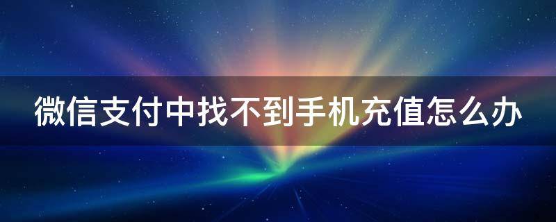 微信支付中找不到手机充值怎么办 微信里找不到手机充值怎么回事