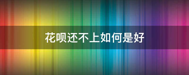 花呗还不上如何是好（花呗不还怎么会怎么样）