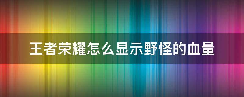 王者荣耀怎么显示野怪的血量（王者荣耀怎么设置野怪显示血量）