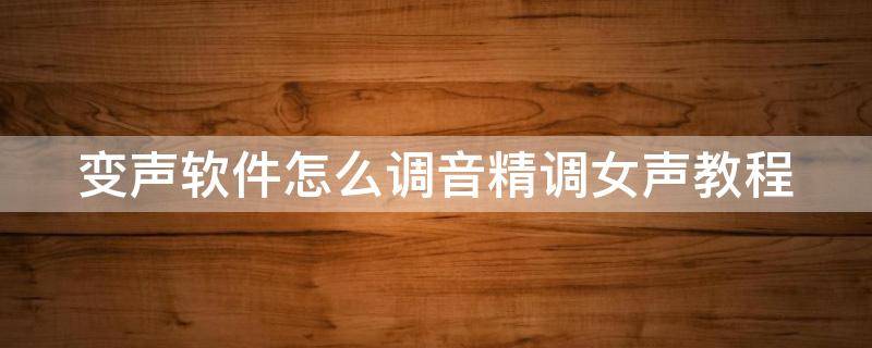 变声软件怎么调音精调女声教程 变声软件怎么调音精调女声教程视频