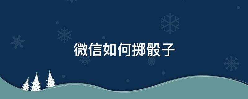 微信如何掷骰子（微信如何掷骰子点数高）