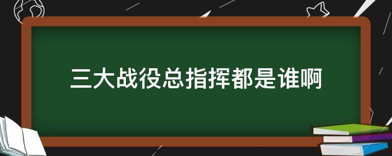 三大战役总指挥都是谁啊（三大战役都有谁指挥）