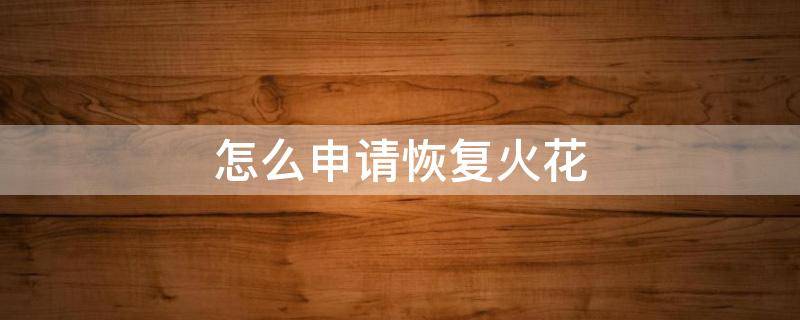 怎么申请恢复火花（如果火花消失了 怎么恢复）