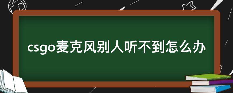 csgo麦克风别人听不到怎么办 csgo检测不到麦克风