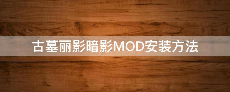 古墓丽影暗影MOD安装方法 古墓丽影暗影mod安装教程