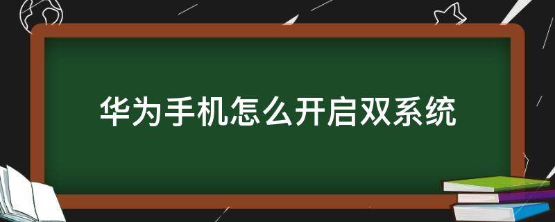 华为手机怎么开启双系统（华为怎样开启双系统）