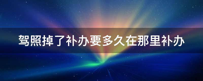 驾照掉了补办要多久在那里补办 驾照掉了补办要多久在那里补办呢