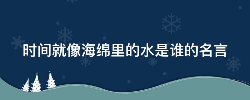 时间就像海绵里的水是谁的名言（时间就像海绵里的水是谁的名言意思）