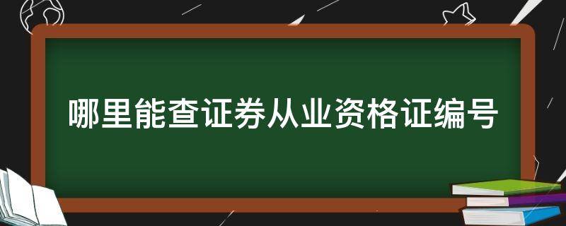 哪里能查证券从业资格证编号（如何查询证券从业资格证编号）