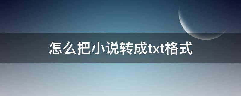 怎么把小说转成txt格式 怎样把小说转为txt格式