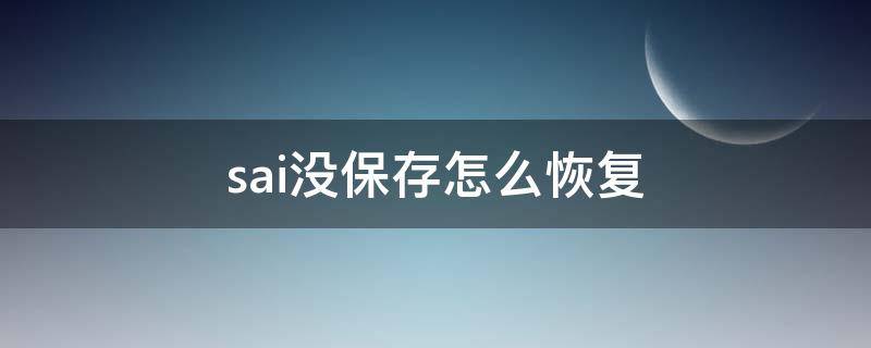 sai没保存怎么恢复（sai未保存文件恢复）