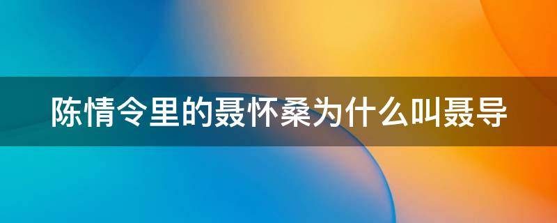 陈情令里的聂怀桑为什么叫聂导（陈情令的聂怀桑为什么导演一切）