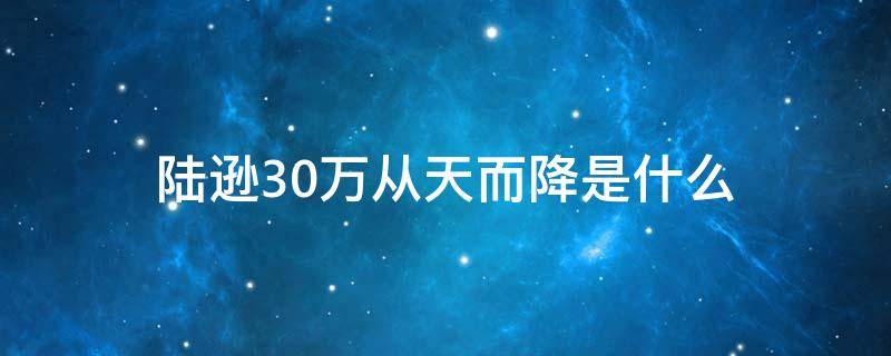 陆逊30万从天而降是什么 陆逊绝后了吗