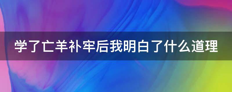 学了亡羊补牢后我明白了什么道理（学了亡羊补牢这则寓言我明白了什么）