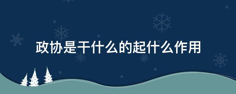 政协是干什么的起什么作用 政协是干什么的,起什么作用