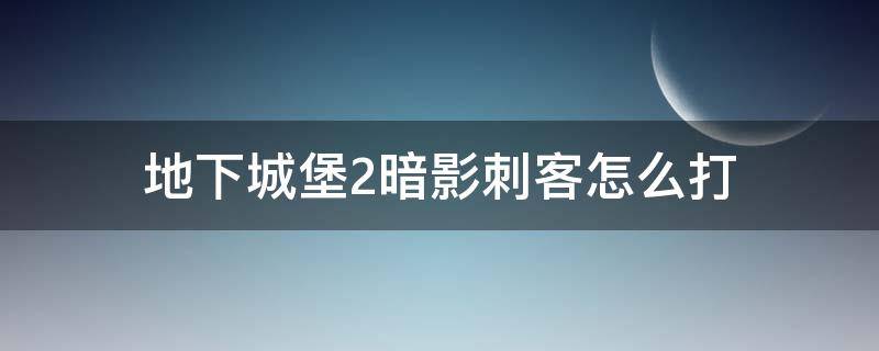 地下城堡2暗影刺客怎么打 地下城堡2暗影刺客怎么打着打着就败了