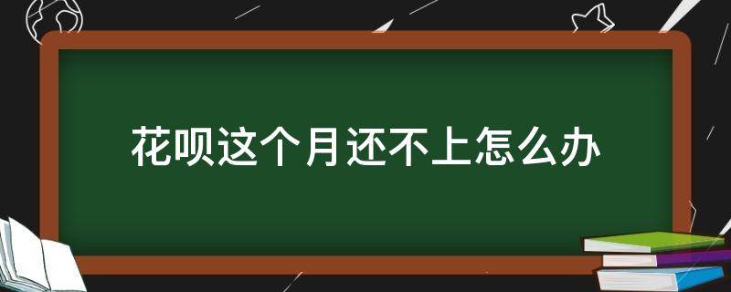 花呗这个月还不上怎么办（花呗这个月还不上怎么办支付宝）