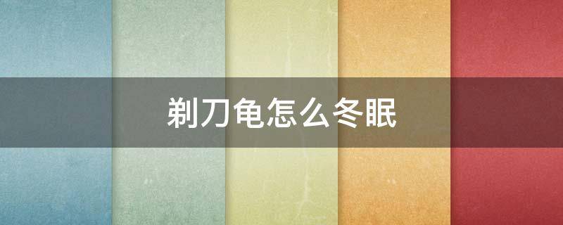 剃刀龟怎么冬眠 剃刀龟冬眠方法