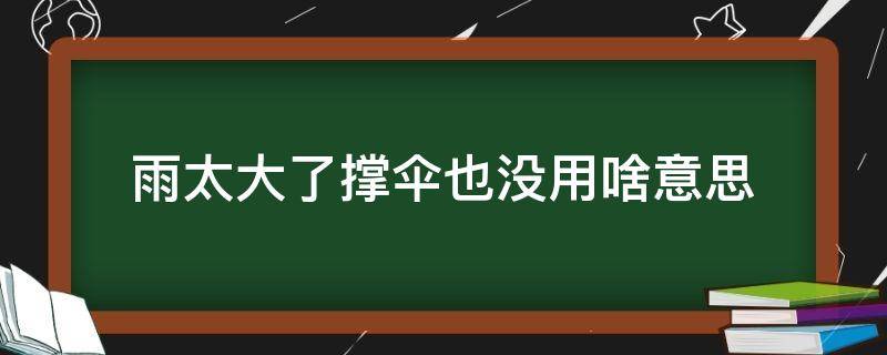 雨太大了撑伞也没用啥意思 雨太大了撑伞也没有用了 我的意思是无所谓了