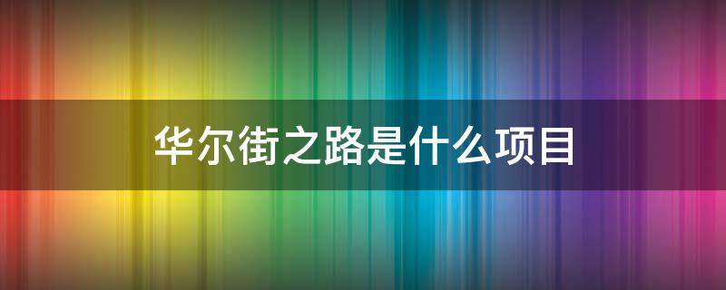 华尔街之路是什么项目 最新华尔街之路消息