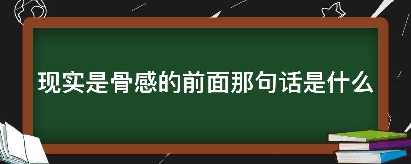 现实是骨感的前面那句话是什么 现实是骨感的前一句是什么