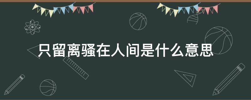 只留离骚在人间是什么意思（只留离骚在世间）