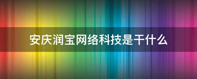 安庆润宝网络科技是干什么 安庆润宝网络科技是干什么是不是找密码