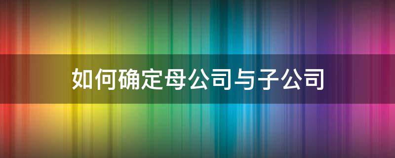 如何确定母公司与子公司 如何界定母公司和子公司