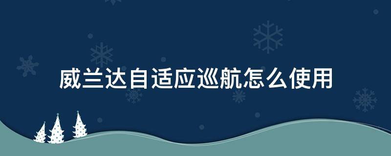 威兰达自适应巡航怎么使用 威兰达定速巡航功能怎么用