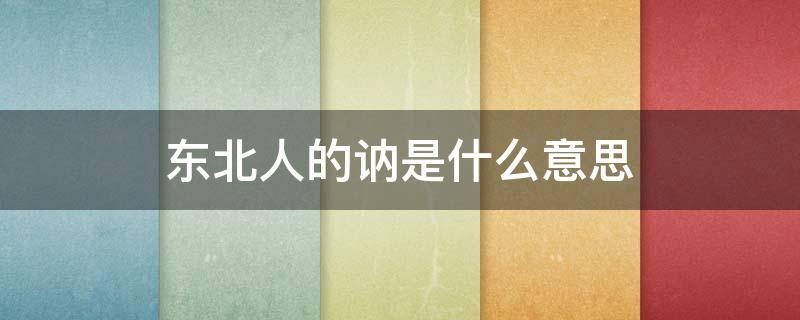 东北人的讷是什么意思 东北话讷人什么意思