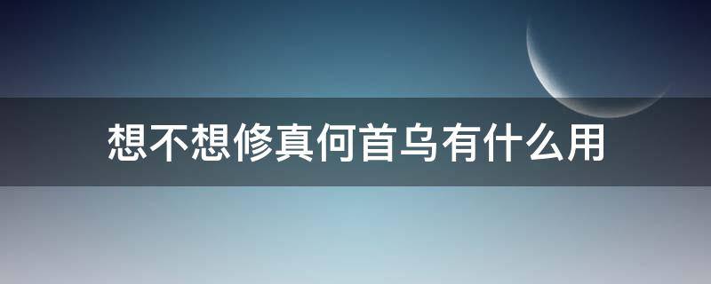 想不想修真何首乌有什么用 想不想修真何首乌作用