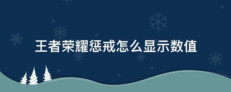 王者荣耀惩戒怎么显示数值（王者荣耀在哪里设置惩戒显示的数值）