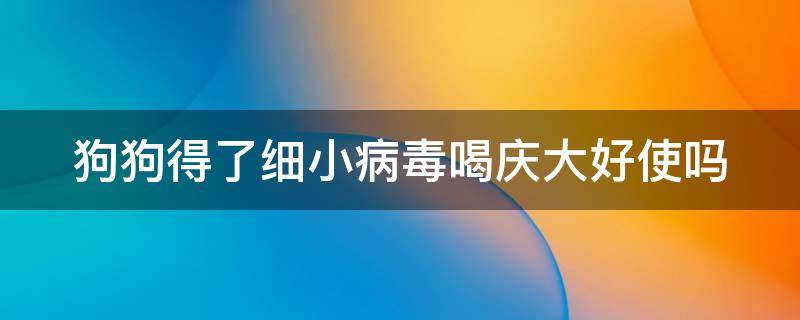 狗狗得了细小病毒喝庆大好使吗 小狗得细小吃庆大霉素有用吗