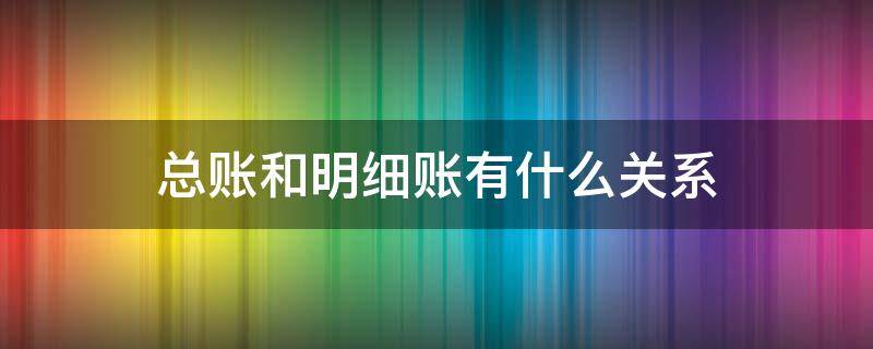 总账和明细账有什么关系（总账与明细账有什么关系）