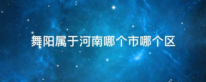 舞阳属于河南哪个市哪个区 舞阳县属于河南哪个市哪个区