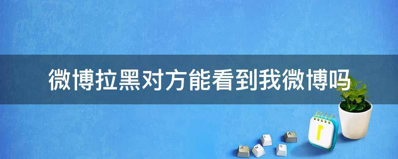 微博拉黑对方能看到我微博吗 新浪微博拉黑对方能看到我微博吗