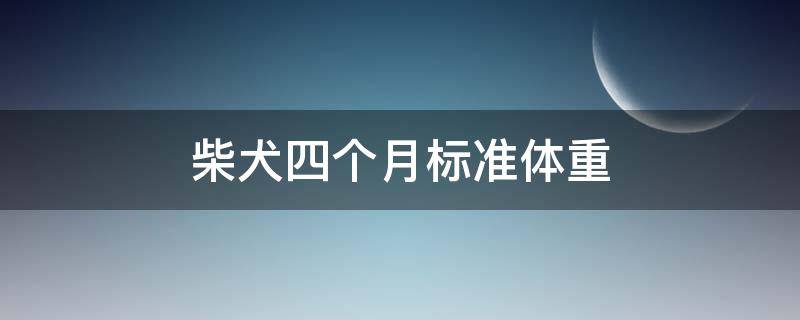 柴犬四个月标准体重 4个月柴犬体重标准