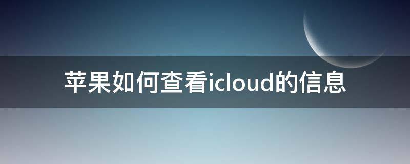 苹果如何查看icloud的信息（怎么查看icloud里的信息）