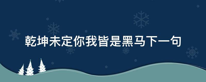 乾坤未定你我皆是黑马下一句 乾坤未定你我皆是黑马下一句怎么接