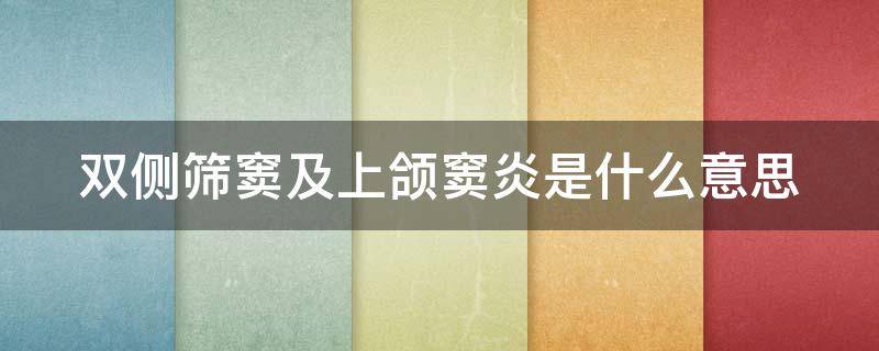 双侧筛窦及上颌窦炎是什么意思 双侧筛窦及上颌窦炎是什么意思,呕吐