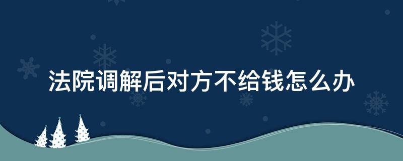 法院调解后对方不给钱怎么办（法院调解后对方不给钱怎么办,多久可以申请强制执行）