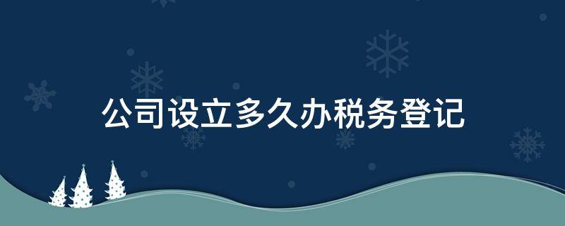 公司设立多久办税务登记 公司成立多久办理税务登记